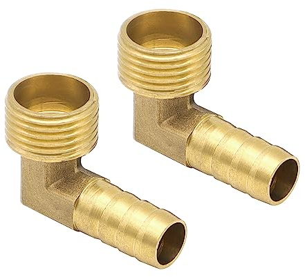 YDHfdc 2 Pcs Raccords Barb en Laiton Tuyau de Coude Barb Raccord 90 Degrés Barb Tuyau de Coude de Filetage Mâle en Laiton 1/2 pour Eau, Carburant, Air (12 mm)