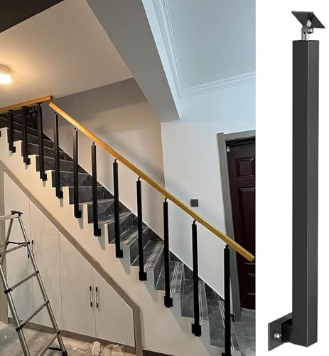 Rampe Escalier Montage Latéral - Main Courante Pour Escalier Métal, Poteau De Balustres D'escalier, Poteau De Rampe D'escalier Réglable À 270 °, Colonne De Rampe Pour Terrasse (Color : Black, Size :