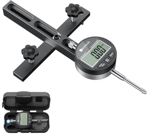 Neoteck 0-1'' Digital Dial Indicator Table Saw Gauge Suitable for Table Saws with a Groove Width of 3/4 (19mm) or More for Aligning and Calibrating Work,Shop Machinery,Band Saw and Drill Press-Black