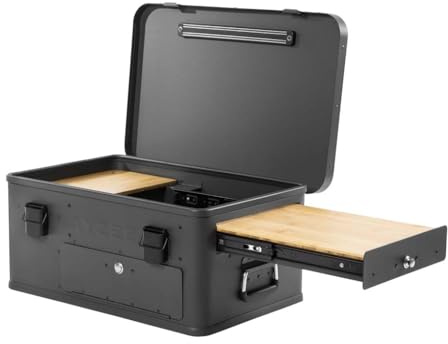 LAYZEE Box JUNIOR, Mobile Küchenbox für Fahrzeuge/Camping/Balkon/Terrasse, Eurobox Maße 60x40x27cm (LxBxH), Kitchenbox/Campingküche 10kg aus Aluminium-pulverbeschichtet