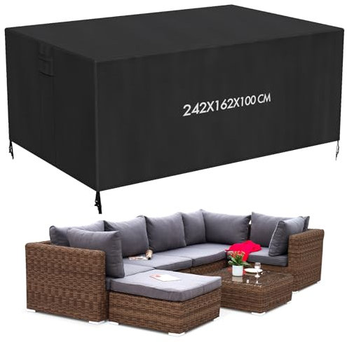 Garden Furniture Covers 242x162x100cm Garden Furniture Covers Waterproof Outdoor Table Cover, 420D Oxford Fabric Furniture Covers for Outside Windproof and Dustproof