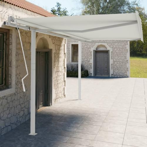 Baziroo Supporti per tende da sole, con braccio articolato, supporto per tendoni, supporto per tende da sole, supporto per tende da sole esterne, 450 x 245 cm, colore: bianco