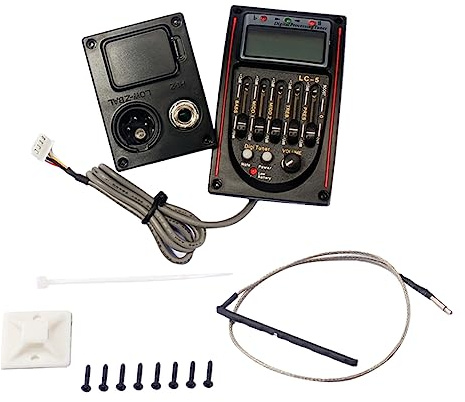 TOYANDONA Lc-5 Schwarz Gitarren Tonabnehmer 5-band mit Vorverstärker Piezo Tonabnehmer aus Kunststoff ohne Batterie für Konzert und Zigarettenkistengitarre