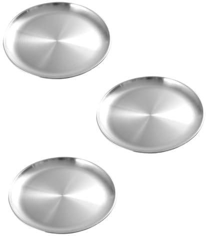 PRETYZOOM Bandeja de Acero Inoxidable para Comida 3 Piezas Soporte para Aperitivos Plato de Buffet Plato de Barbacoa