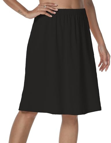 JCQIGOA Women's Half Slips Long Petticoats Underskirt for Under Dresses Skirts Underskirts for Ladies Underdress Skirt Petticoat UK 6-24, black XL