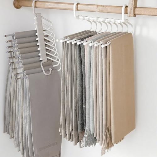 Eruceky 9 in 1 Grucce Pantaloni, Antiscivolo Multifunzionali Portapantaloni, per Organizzare Armadi, Pantaloni per Donne e Uomini, Jeans, Sciarpe e Cravatte