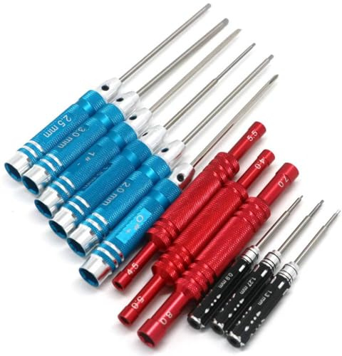 12 en 1 RC Kit de herramientas de reparación de modelos para automóviles y helicópteros con destornilladores hexadecimales Phillips y hexadecimortes con bandeja