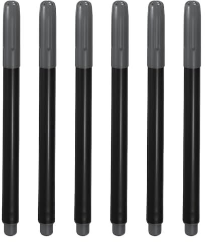 PATIKIL Pennarelli Permanenti Grigio Scuro Per Tessuti, Set Di Pennarelli Permanenti Per Plastica Legno Pietra Metallo E Vetro Per Colorare Disegnare Scrivere E Marcare, 6 Pezzi