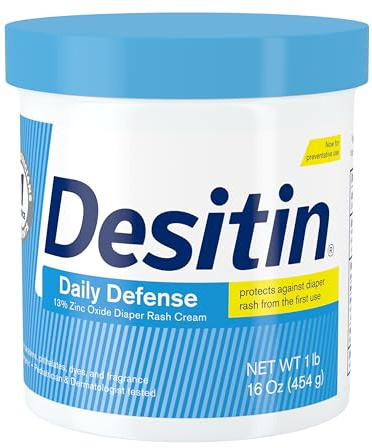 Desitin Daily Defense Baby Diaper Rash Cream with 13% Zinc Oxide, Barrier Cream to Treat, Relieve & Prevent Diaper Rash, Hypoallergenic, Dye-, Phthalate- & Paraben-Free, 16 oz