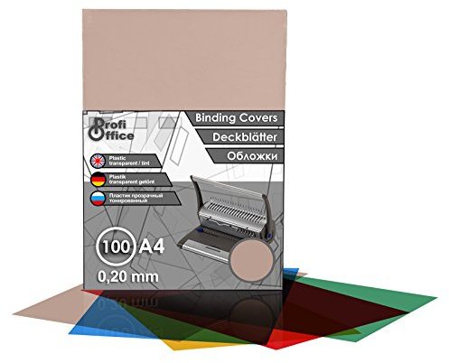 ProfiOffice® Deckblätter, DIN A4, transparent-rauch-braun, glänzend, 0.20 mm, 100 Stück(59006)