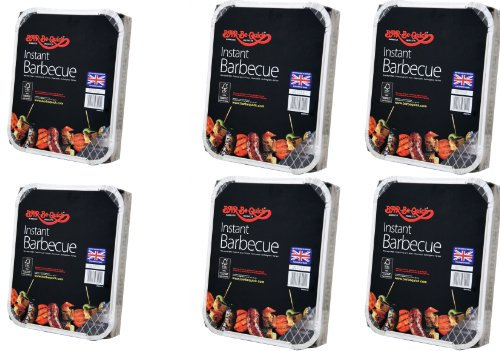 6 X Barbecue instantané Bar-Be-Quick:Le barbecue instantané Bar-Be-Quick est la meilleure marque de barbecue jetable dans le monde – il s’allume avec une seule allumette et cuit jusqu’à 1 hr30 min. Apportez-le et cuisinez n'importe où.
