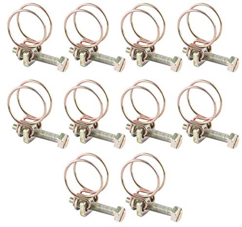 Akozon Tuyau Clips,10 pièces Ajustable Collier de Serrage Inox Tuyau Clips pour famille Tuyau d'eau, réservoir de gaz, tube d'automobiles, etc (16-19mm)
