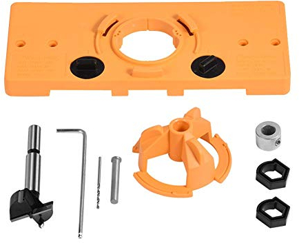 Juego de brocas para taladro de 35 mm con forma de copa y bisagra oculta, plantilla para perforación de puertas, para de carpintería y herramientas de bricolaje