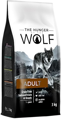 The Hunger of the Wolf Dry Dog Food - For All Breeds and Allergic Dogs, Delicate Grain Free Formula with Salmon and Potatoes, Adult - 3 kg