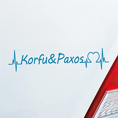 Hellweg Druckerei Auto Aufkleber Korfu & Paxos Puls Herzschlag Fun Sticker Heckscheibenaufkleber Autoaufkleber mit Insel Motiv