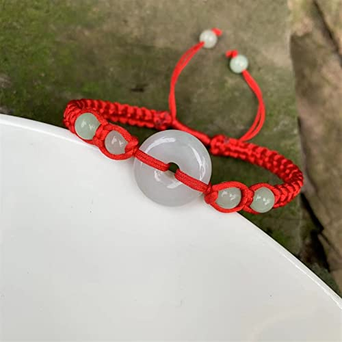 Natürliches Jade Armband Schmuck Unisex Green Jade Armband Damen Rundkette Armband Geschenk Armband (Gem Color : White)