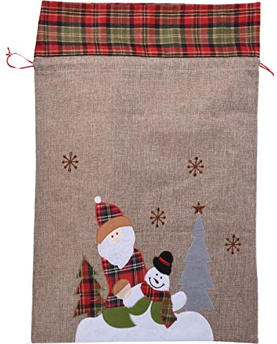 Großer Geschenksack für Weihnachten 45 x 70 cm - XXL Geschenkverpackung nachhaltig - Jutebeutel Geschenkbeutel Geschenksack Jute (Nikolaus)