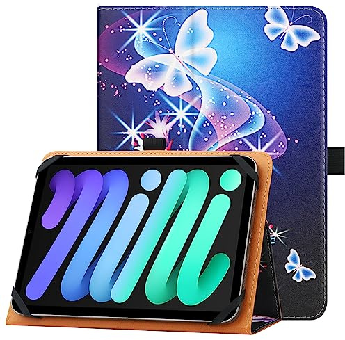 HGWALP Universal Hülle für 7 Zoll 8 Zoll Tablet,Stand Folio Universal Tablet Case Schutzhülle für 7 8 Touchscreen Tablet, mit verstellbarem Befestigungsband und Ständer-PLBF