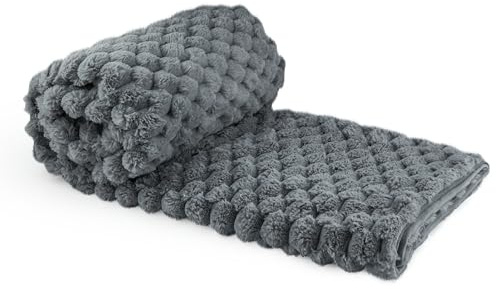 Emma Barclay Lush Luxurious Fluffy Faux Rabbit Fur Throw Blanket (Charcoal Grey, 55x71 (140x180cm))