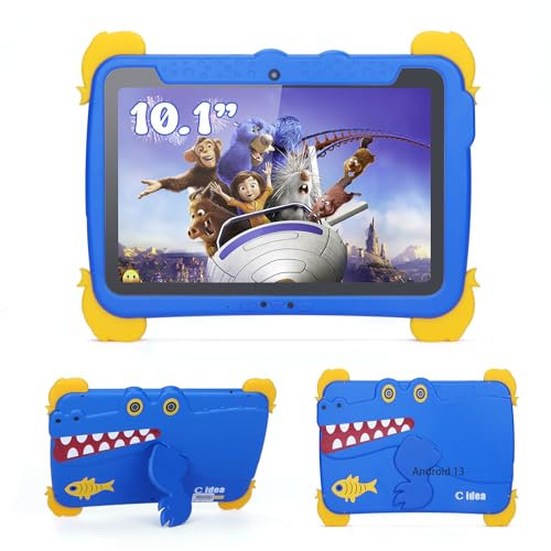 10.1 Pouces Andriod 13 Tablette pour Enfants avec étui, 4 Go de RAM 64 Go ROM Tablettes pour Enfant, 6000mAh Protection des Yeux Écran Tactile WiFi Cadeaux éducatifs Tablettes pour Bleu