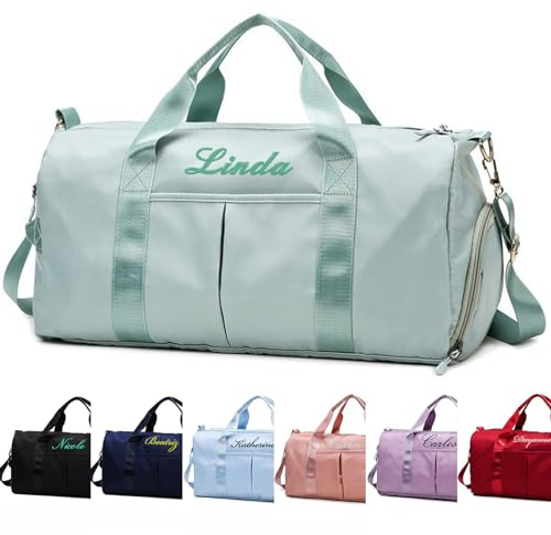 Personalisierte Fitness Yoga Tasche, personalisierte bestickte Reisetasche mit Namenstext-Logo, Reisetasche, Tanztasche, Wochenendtasche, Yoga-Tasche, Reisetasche für Frauen und Mädchen