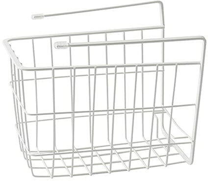 OATIPHO Wire Hanging Basket Storage Shelf for Pantry and Cabinet Organisation, Waterproof Iron Rack with Smooth Arc Surface, White