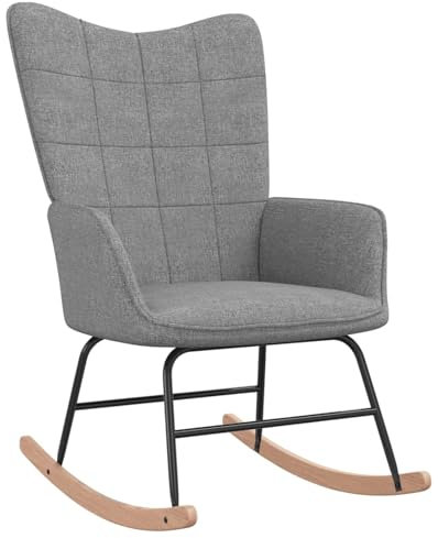 LAPOOH Schaukelstuhl, Sessel Wohnzimmer, Schaukelsessel, Stillsessel, Schwingsessel, Tv Sessel, Ohrensessel, Rocking Chair, Relaxsessel, Hellgrau Stoff