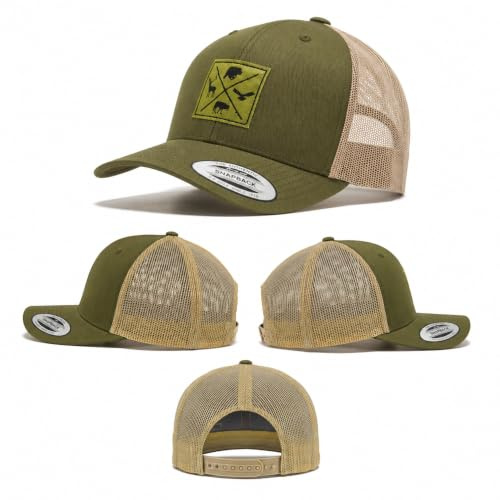 Trucker Cap Flexfit Snapback : Wald-Tier Hirsch Wolf Bär Adler - Jäger-Hut Outdoor Cap - Cappi Geschenk für Jäger Natur Baseball Cap Kappe Mütze Outdoor Kletter Wander Zubehör