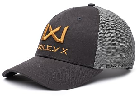 Wiley X │ WX Trucker Cap | Bomullsnät | Män justerbar lätt andningsaktiv Flexfit 6-panels-keps | Solhatt | Airsoft Sport Outdoor, Grå med kamouflagefärg WX/Wiley X, En Storlek