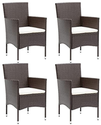 Tidyard Garten-Essstühle 4 STK. Gartenstuhl Campingstuhl Gartenstühle Terrassenstühle Outdoor Stuhl Loungesessel Essstühle für Garten, Terrassenstühle,Poly-Rattan Braun