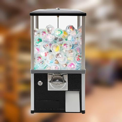 JJENXYYDS Kommerzieller Verkaufsautomat, münzbetriebener Süßigkeitenautomat, Preisautomat, kommerzieller runder Kapselautomat für 1,77–1,97 Zoll große Geräte,Black