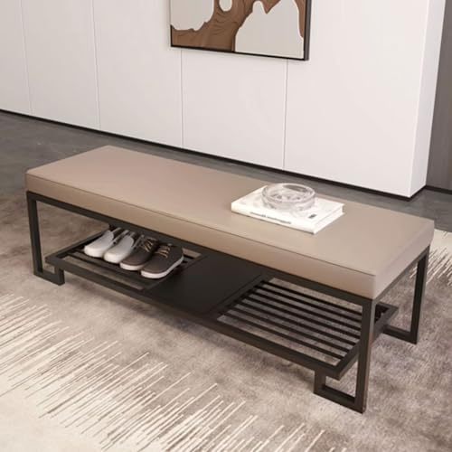 RTYHN Schlafzimmer Fusshocker 2 Ebenen Eingangsbank Umkleidebank Sitzbank Wohnzimmer Polsterbank Esszimmerbank mit Metallgestell