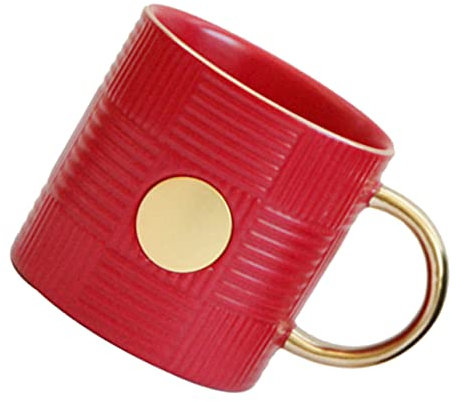 Mikinona Retro Style Ceramic Coffee Mug Striped Water Cup for Home Office Elegant Design for Coffee Tea Juice and More Dishwasher Microwave Safe