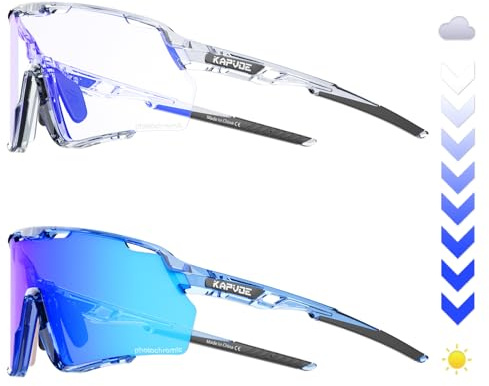 KAPVOE Selbsttönend Fahrradbrille Photochromatische Radbrille MTB Brille Herren Damen Klar Sportbrille Rennrad Sonnenbrille Radsport Laufen Golf Baseball Wandern Volleyball Tennis Angeln Softball 71