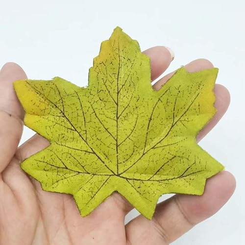 WANYI 100 Stück 10*10cm Herbstblätter Deko Künstliche Herbstblätter zum Basteln Autumn Decor Herbst Deko Outdoor Herbst Dekoration Aesthetic in Gemischten Farben fur Weihnachten Halloween Karten(04)