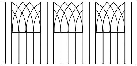 Abbey Modern Metal Fence Panel 1830mm Gap x 812mm High Galvanised Wrought Iron Style Fencing Railing