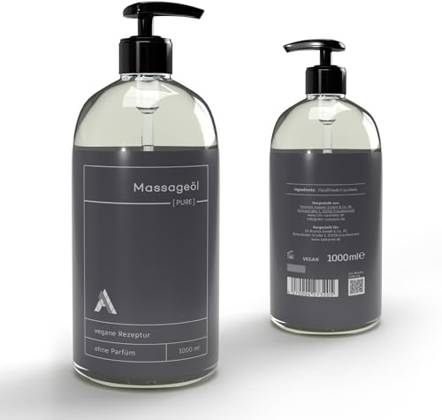 1A Massageöl PURE | neutraler Duft | 1000 ml mit Spender | ohne Duftstoffe | optimale Hautverträglichkeit