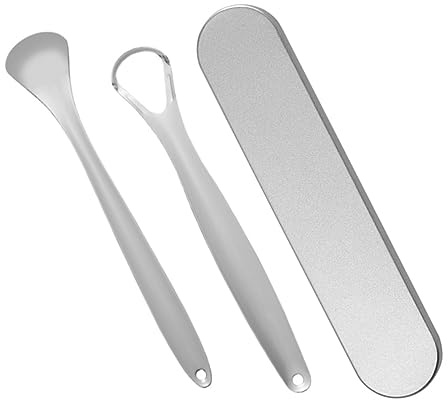 Healeved Raschietto per Lingua in Acciaio Inox Pulisci Lingua Strumento Raschietto Linguale Pratico Spazzolino Rimuove Residui Orali