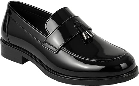SIRRI Chaussures Mocassins à Pampilles à Enfiler pour garçons, Vernies et Mates, Chaussures de Bal élégantes et Formelles Taille de l'UE 25