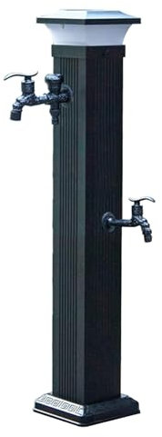 Fuente de agua solar LED para jardín, columna de agua retro para exteriores, con grifo, 31 pulgadas, anticongelante, fuente iluminada decorativa para jardín, patio y patio