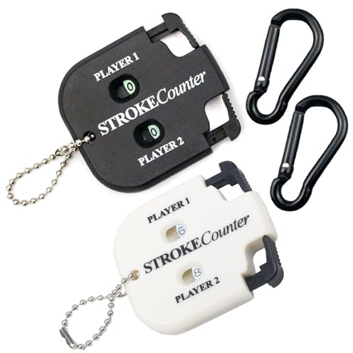 Cerioll Golf Score räknare Stroke Counter, golf resultat räknare, 2 stycken 2 spelare slagmätare, poängräknare, kompakt och bärbar, med 2 karbinhakar, för utomhussport (svart och vit)