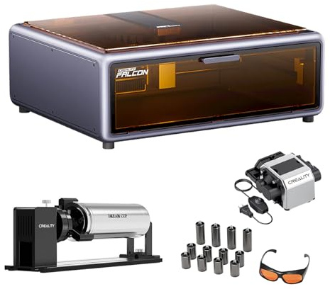 Creality Falcon A1 10W Laser Graviermaschine mit Rotationswalzen Pro, Geschlossen Lasergravierer und Schneider, HD Kamerapositionierung, intelligenter Materialerkennung
