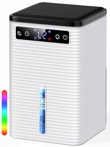Deshumidificador de aire de 2,5L,funcionamiento silencioso,temporizador de 2-12 H,apagado automático,siete colores de luz,unidad de deshumidificación adecuada para dormitorios y baños(650ML/24H)
