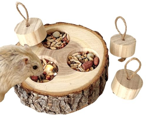 de búsqueda de Comida para hámsters – enriquecimiento de Madera Interactivo para golosinas dispensador de Alimentos para olfatear Animales pequeños | para Conejos, jerbos, Ratas