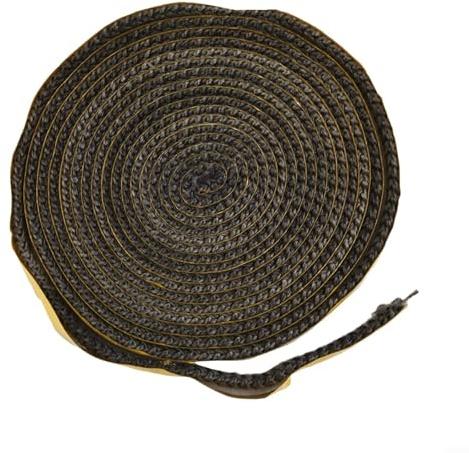Glewi Nastro sigillante per porta di vetro del camino, 300 cm, autoadesivo, in cotone, 10 mm di larghezza x 2 mm di spessore, per forni e stufe (5)
