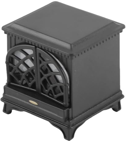 Picysa Cheminée Miniature pour Maison de Poupée 1:12, Accessoires pour Maison de Poupée, Cheminée de de à L'échelle 1/12 avec Lumière LED pour Faire Semblant de (Noir)
