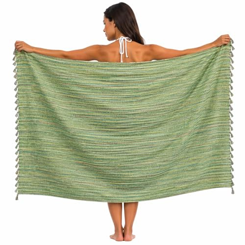 WEFLORIA Turkish Cotton Peshtemal Towel – Lightweight Quick Dry Beach Towel – Large Hammam Spa Towel for Beach, Bath, Travel and Pool (green)