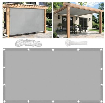 Sonnensegel Rechteckig mit Ösen 1.5x2M Wasserdicht Segeltuch Schattensegel Viele Größe Farben Wind und 95% UV Schutz 100% Polyester Sonnenschutz für Balkongeländer Terrasse & Garten Hellgrau