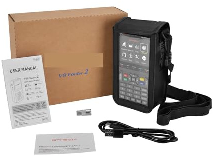 Receptor V8 2 DVB-S2X/S2/S MPEG-2/MPEG-4 con Pantalla LCD HD de 3,5 Pulgadas y buscador TV por satélite H.264 (8 bits), 7,4 V/4000 mAh(with Bag Charger)