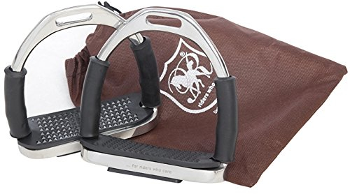 Barefoot Sicherheits-Steigbügel – rostfreier Edelstahl – flexibel & rutschfest – auswechselbare Gummieinlagen – bis 1.000 kg Trittkraft – 12,5 cm Trittfläche – inkl. Stoffbeutel – 2 Stück